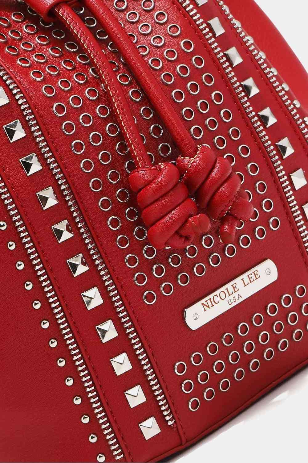 Nicole Lee USA Amy Studded Bucket Bag - bag - Deep Red - Bella Bourget