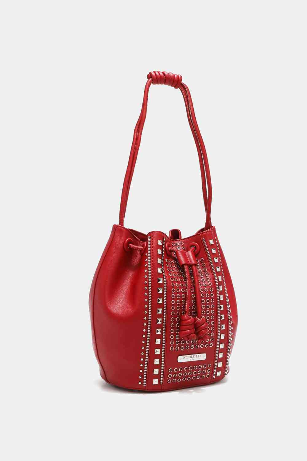 Nicole Lee USA Amy Studded Bucket Bag - bag - Deep Red - Bella Bourget