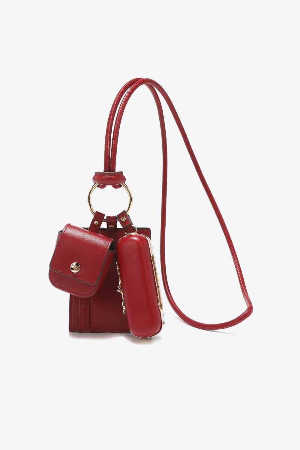 Nicole Lee USA Vegan Leather 3 - Piece Lanyard Set - bag - Berry Red - Bella Bourget