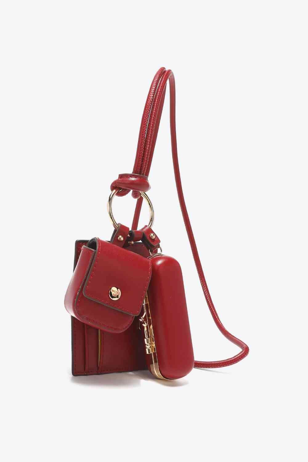 Nicole Lee USA Vegan Leather 3 - Piece Lanyard Set - bag - Berry Red - Bella Bourget