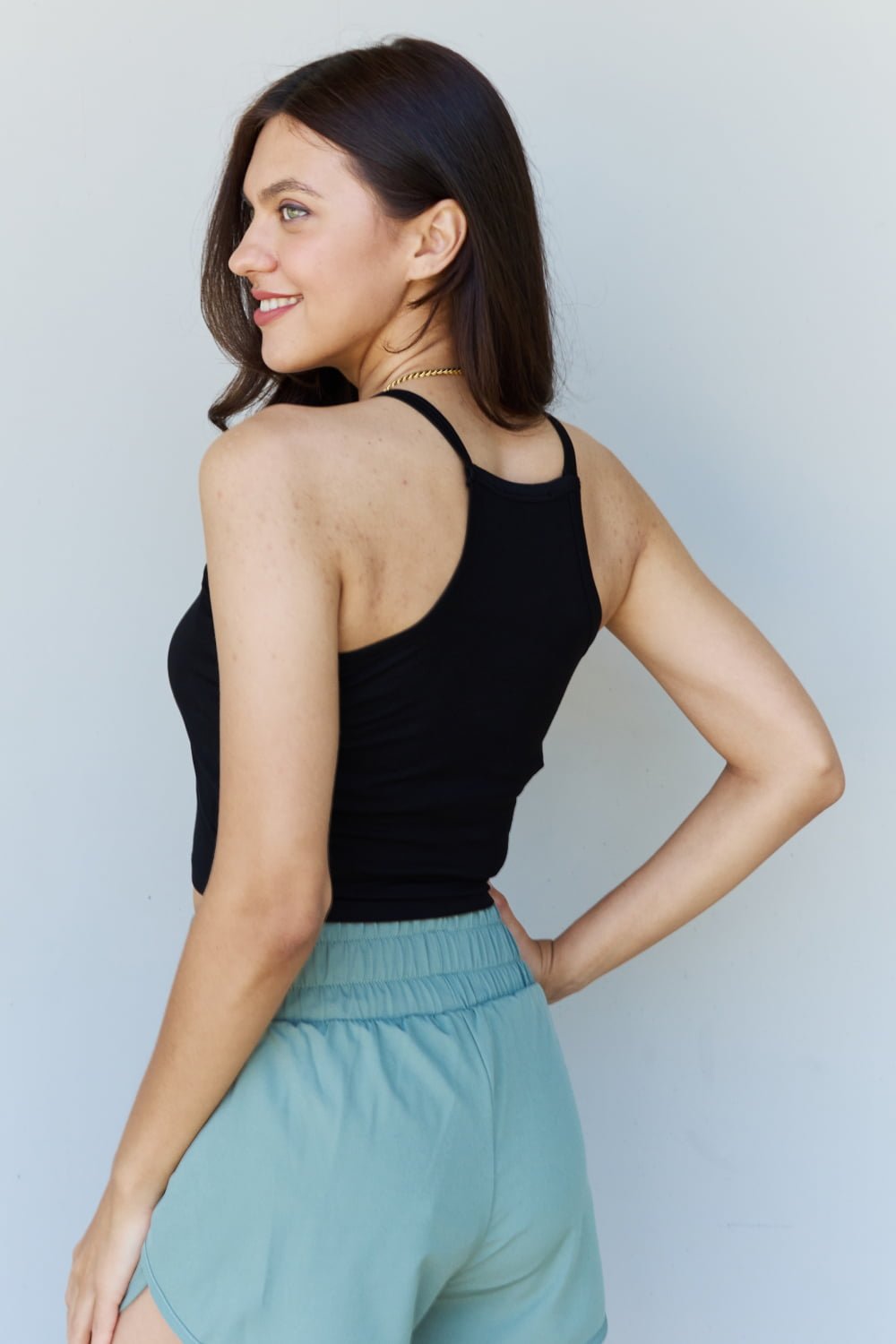 Ninexis Everyday Staple Soft Modal Short Strap Ribbed Tank Top in Black - Tank Top - Black - Bella Bourget