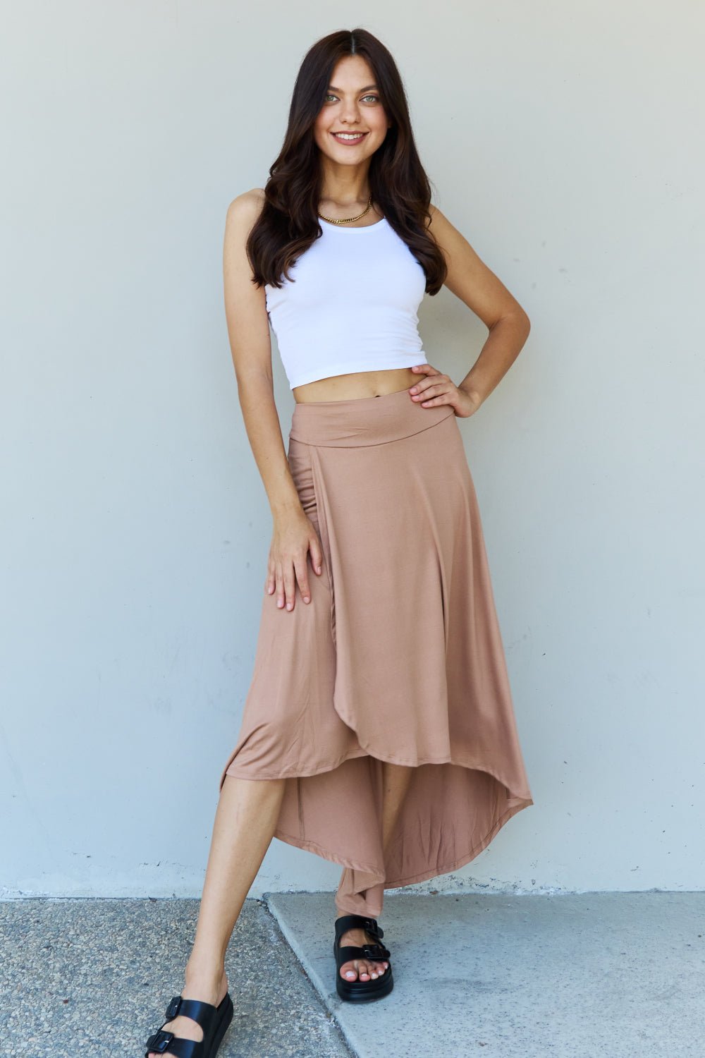 Ninexis First Choice High Waisted Flare Maxi Skirt in Camel - Skirt - Camel - Bella Bourget