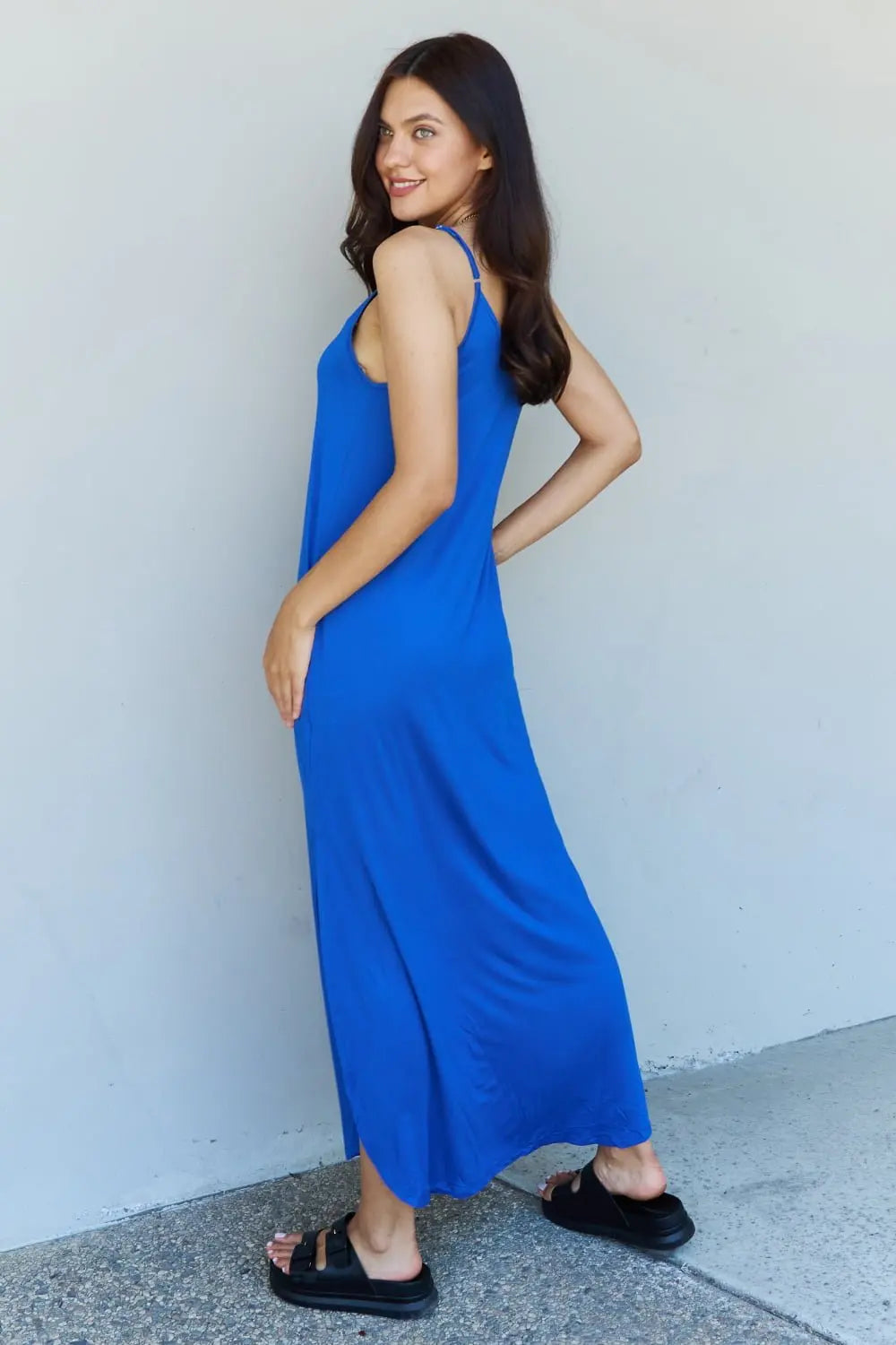 Ninexis Good Energy Full Size Cami Side Slit Maxi Dress in Royal Blue - Dress - Royal Blue - Bella Bourget