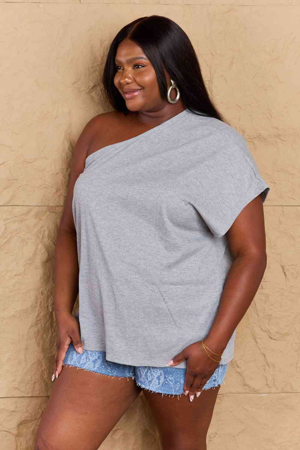 Ninexis in My Groove One Shoulder Loose Top - Blouse - Light Gray - Bella Bourget