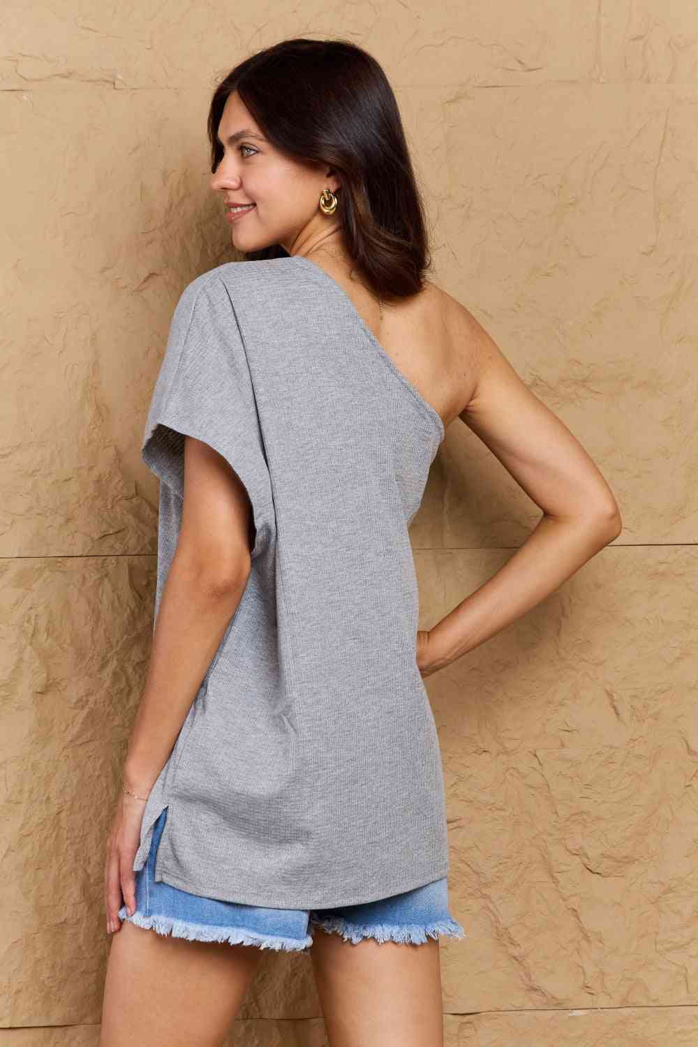 Ninexis in My Groove One Shoulder Loose Top - Blouse - Light Gray - Bella Bourget