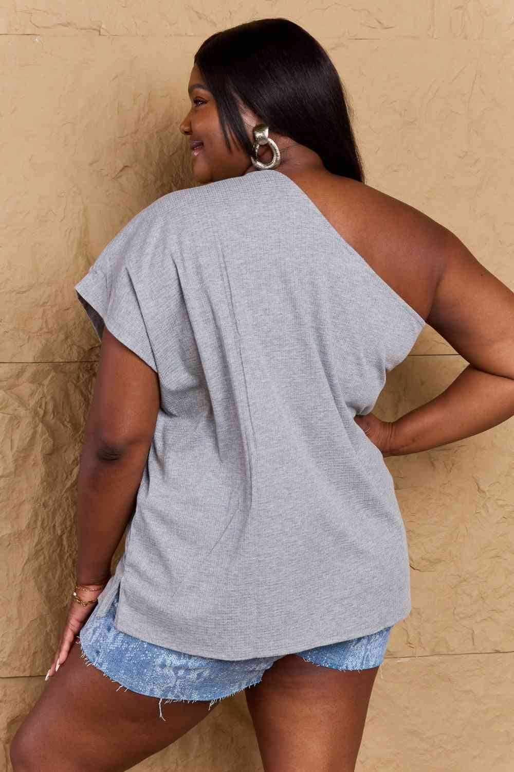 Ninexis in My Groove One Shoulder Loose Top - Blouse - Light Gray - Bella Bourget