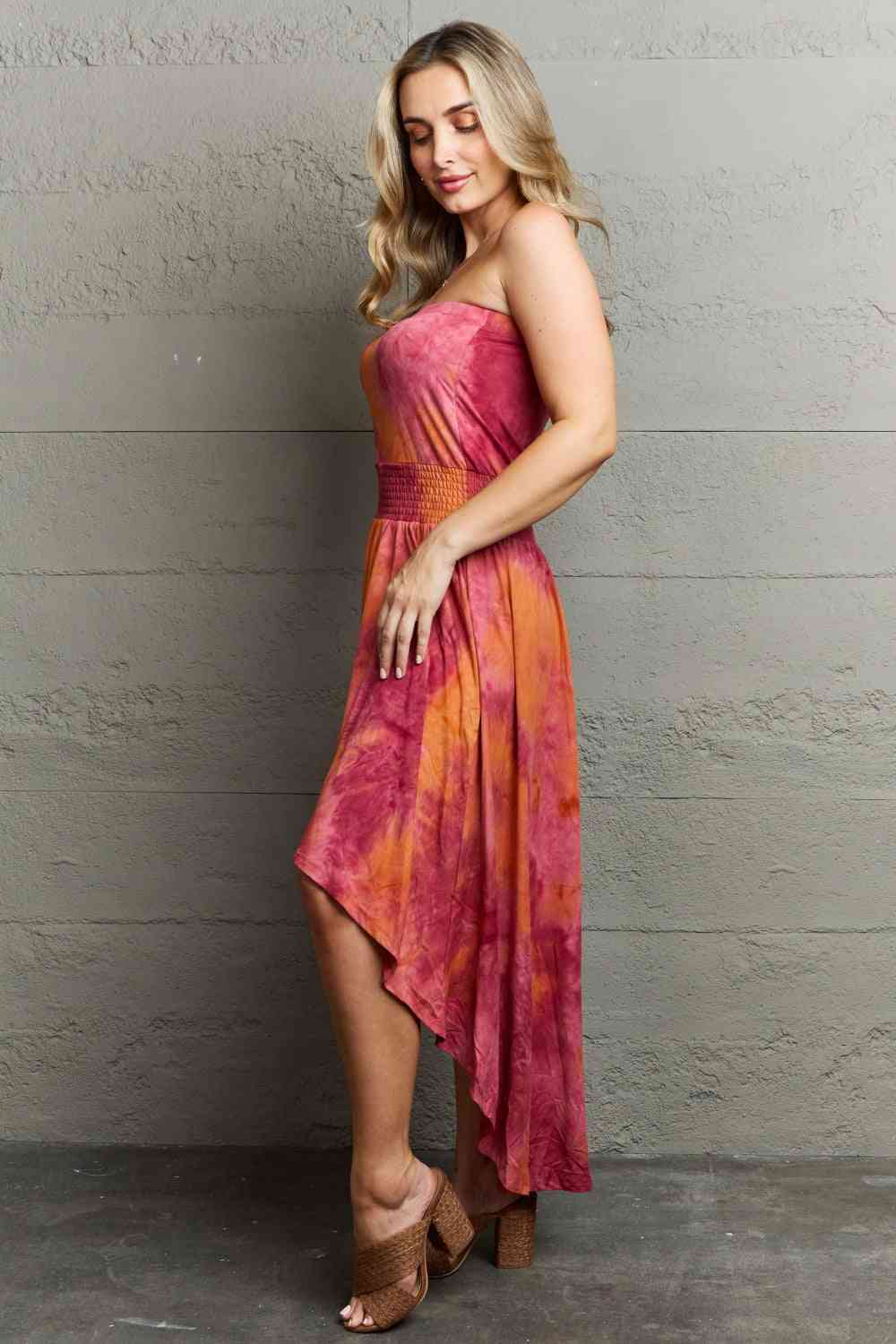 Ninexis In The Mix Sleeveless High Low Tie Dye Dress - Dress - Deep Red - Bella Bourget