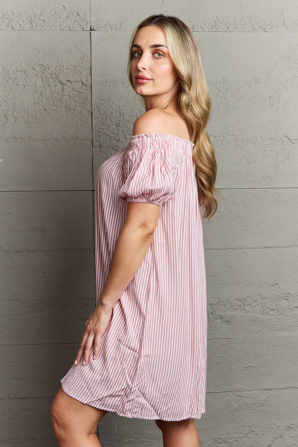 Ninexis Show Compassion Off The Shoulder Mini Dress - Dress - Stripe - Bella Bourget