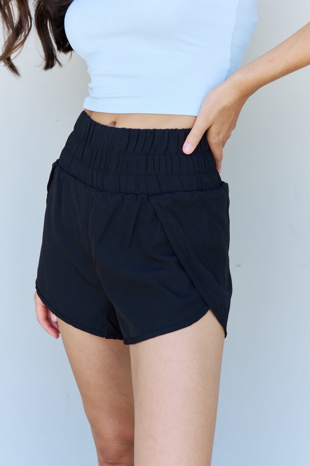 Ninexis Stay Active High Waistband Active Shorts in Black - Active Bottoms - Black - Bella Bourget