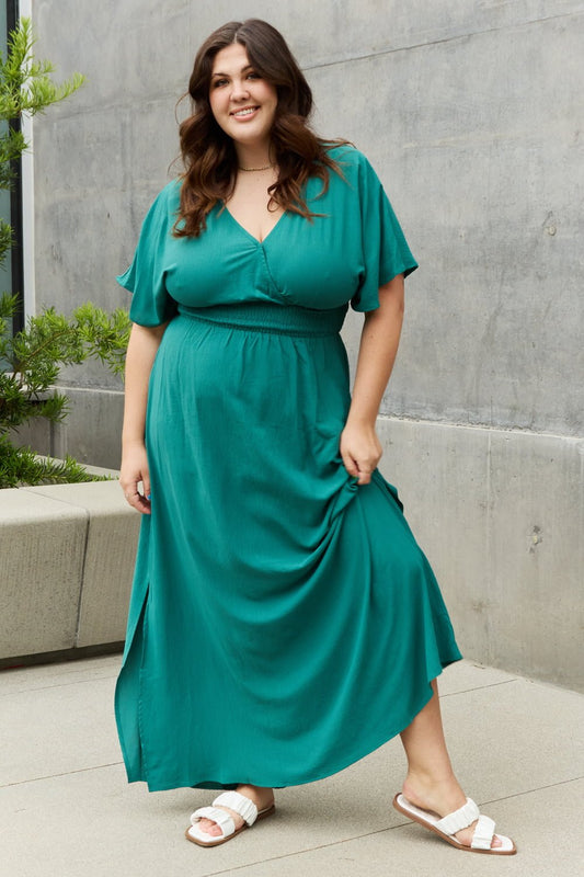 ODDI Full Size Woven Wrap Maxi Dress - Dress - Turquoise - Bella Bourget