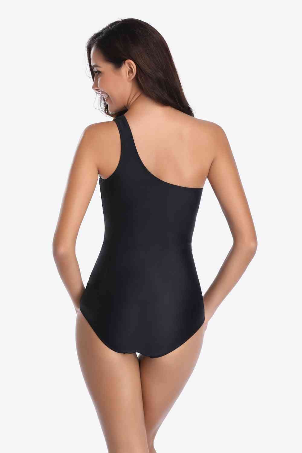 One - Shoulder Sleeveless One - Piece Swimsuit - One - Piece Swimsuit - Black - Bella Bourget