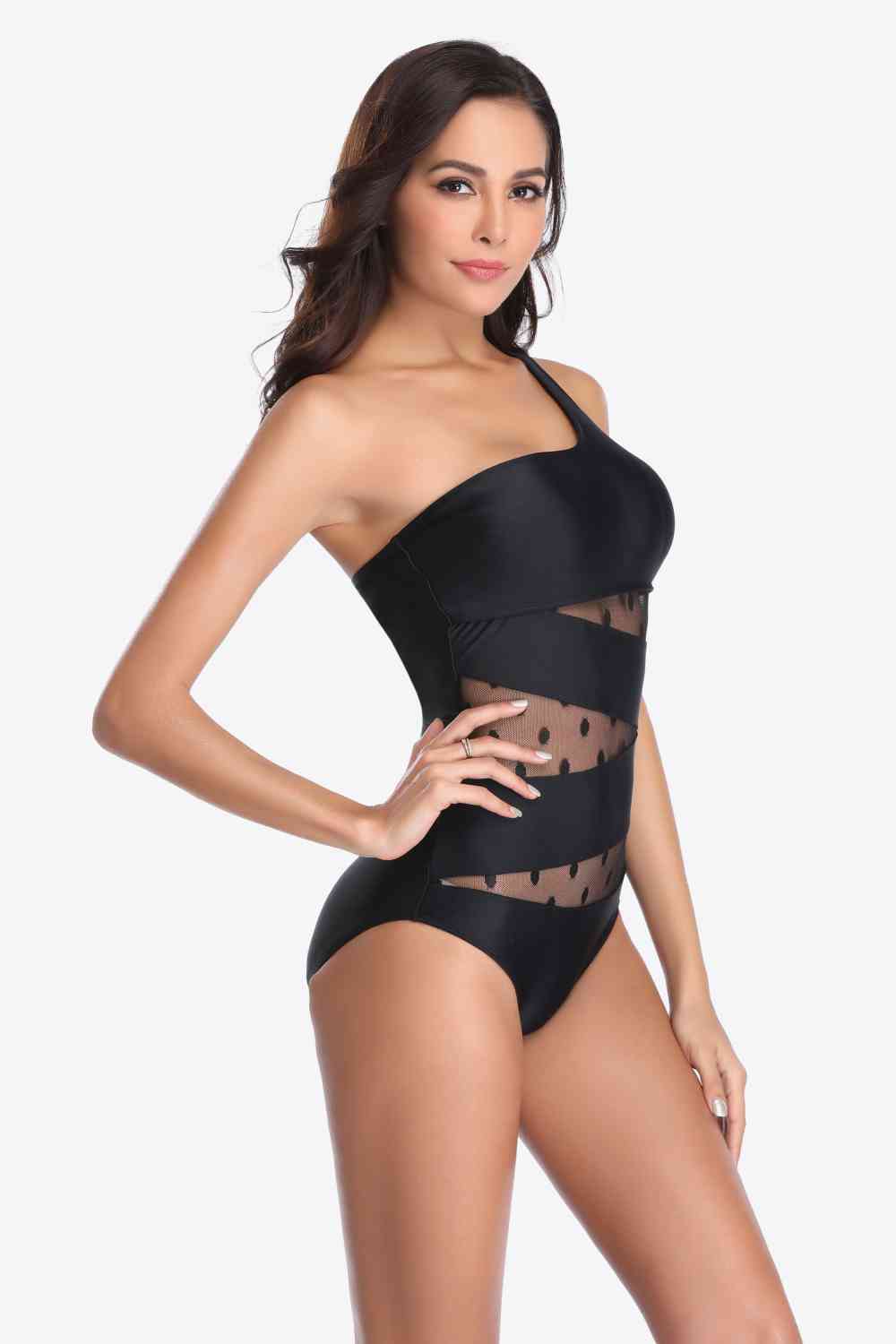 One - Shoulder Sleeveless One - Piece Swimsuit - One - Piece Swimsuit - Black - Bella Bourget