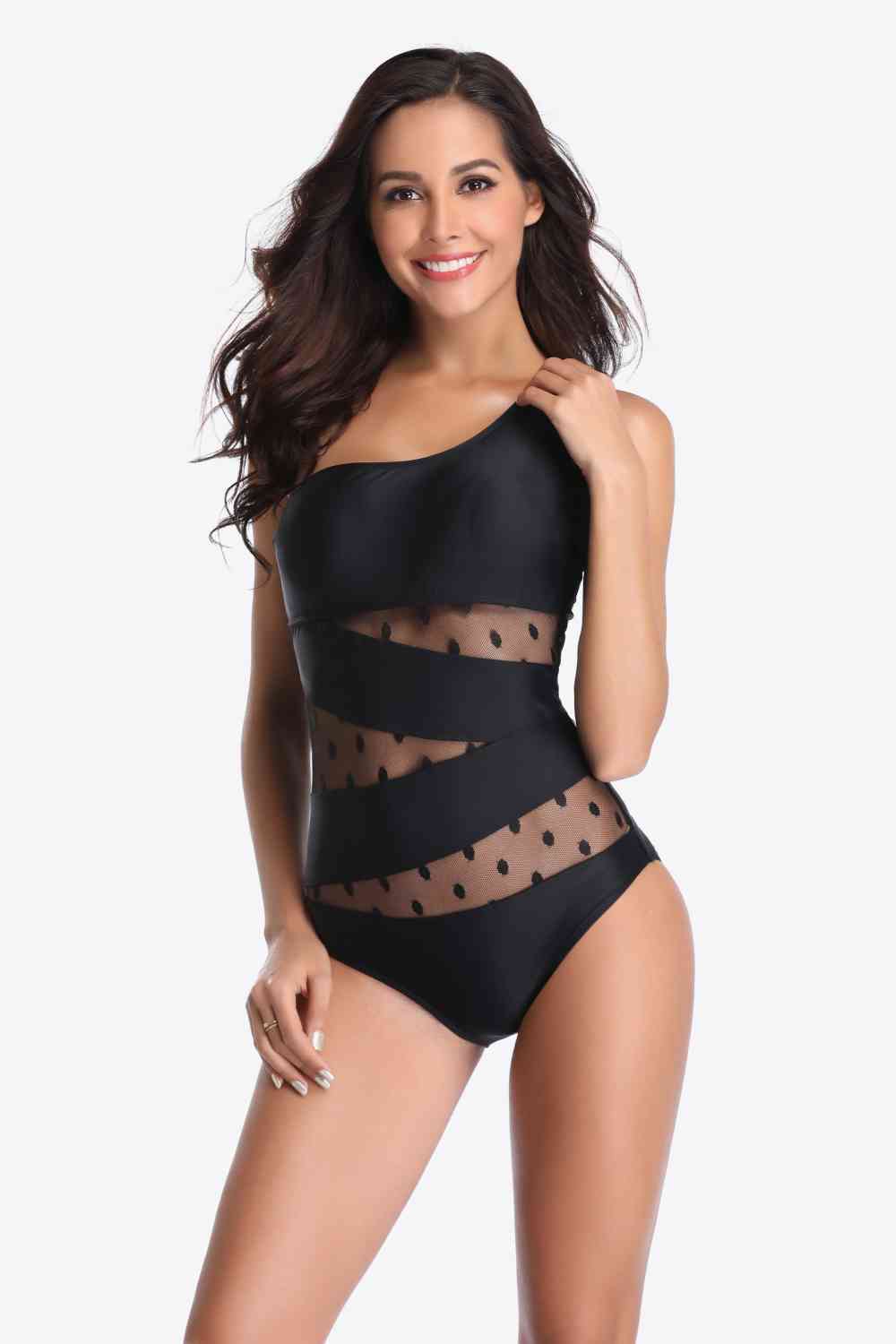 One - Shoulder Sleeveless One - Piece Swimsuit - One - Piece Swimsuit - Black - Bella Bourget