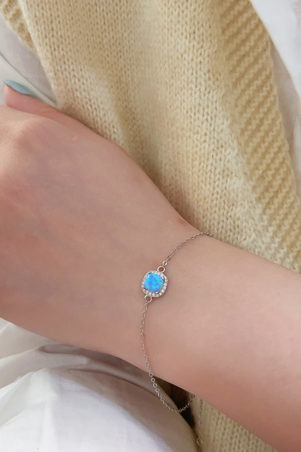 Opal Platinum - Plated Bracelet - Bracelets - Sky Blue - Bella Bourget