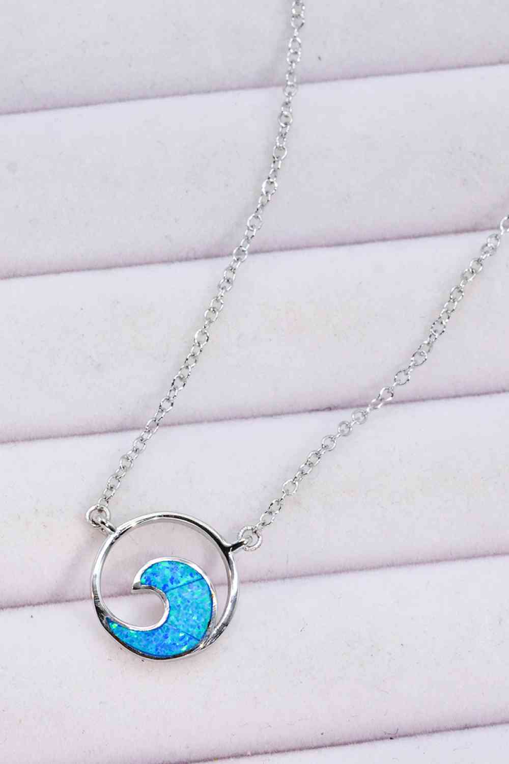 Opal Wave Pendant Necklace - necklace - Blue - Bella Bourget