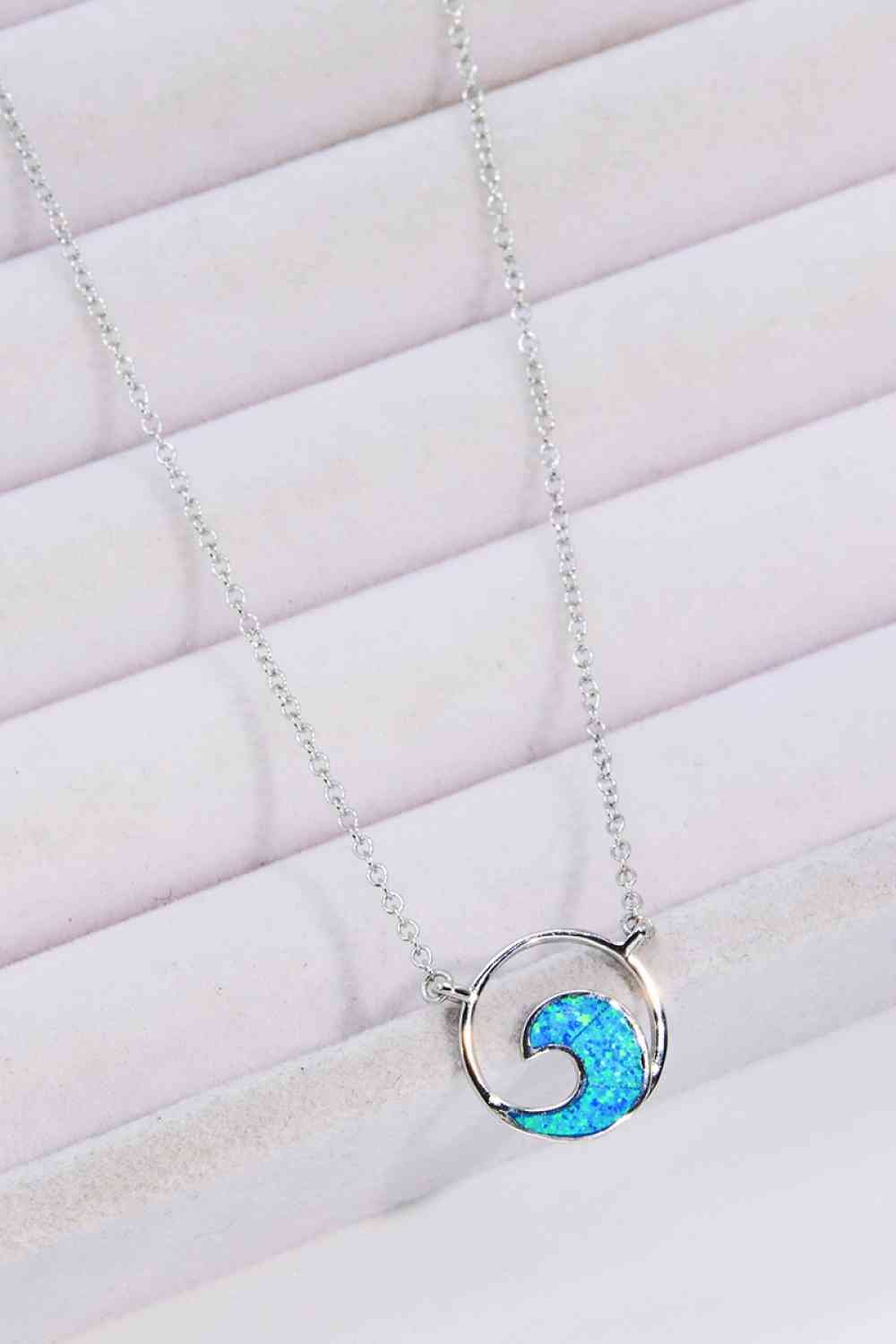 Opal Wave Pendant Necklace - necklace - Blue - Bella Bourget