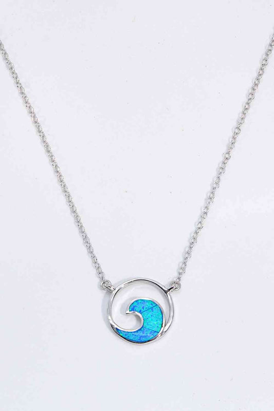 Opal Wave Pendant Necklace - necklace - Blue - Bella Bourget