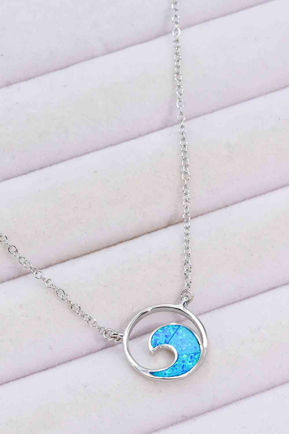 Opal Wave Pendant Necklace - necklace - Blue - Bella Bourget