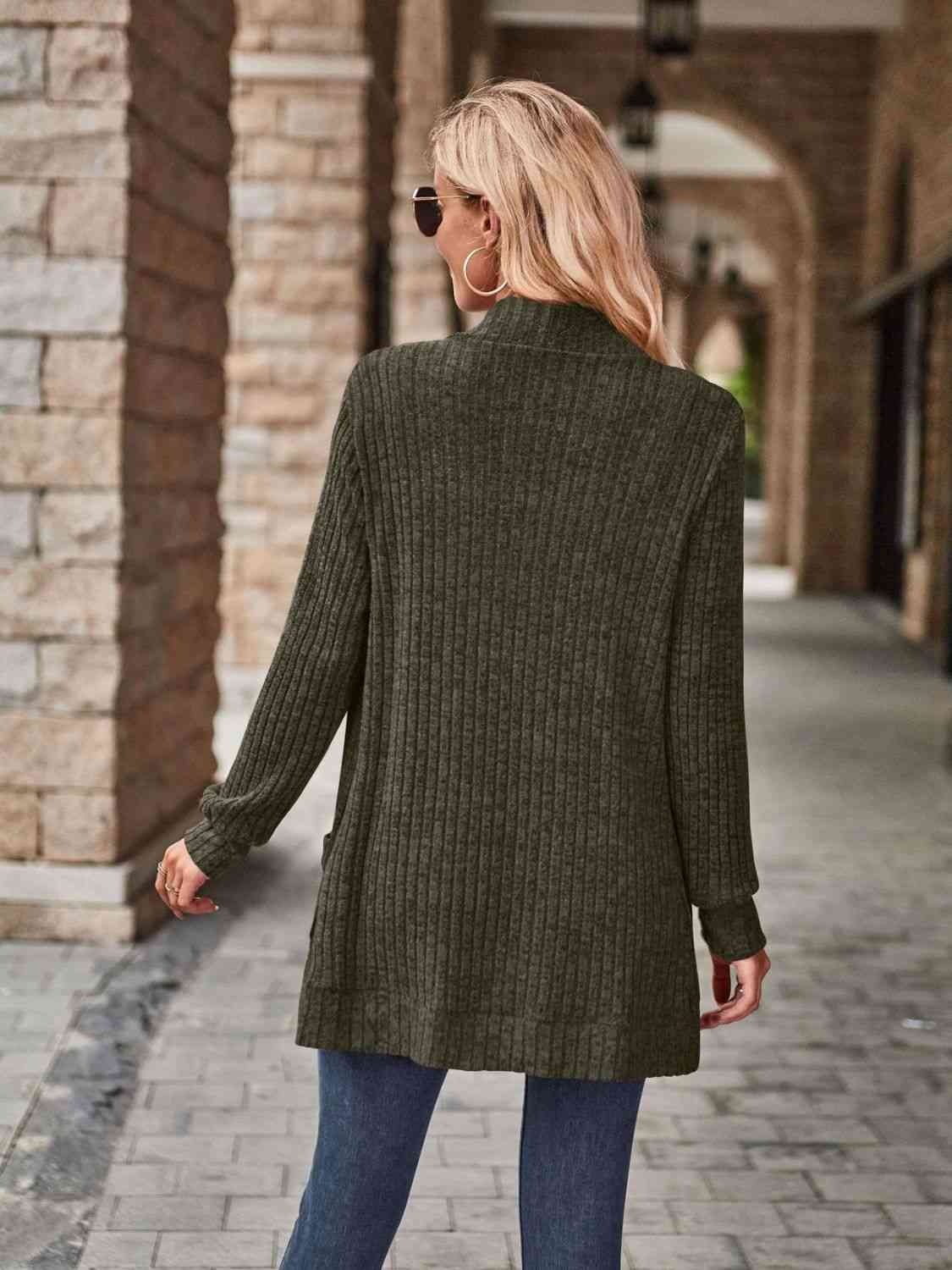 Open Front Cardigan with Pockets - Cardigan - Black Forest - Bella Bourget