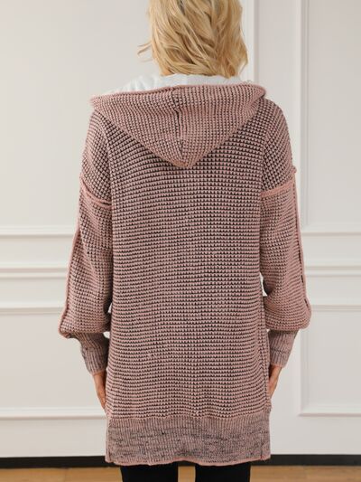 Open Front Hooded Winter Coat with Pockets - Coat - Blush Pink - Bella Bourget