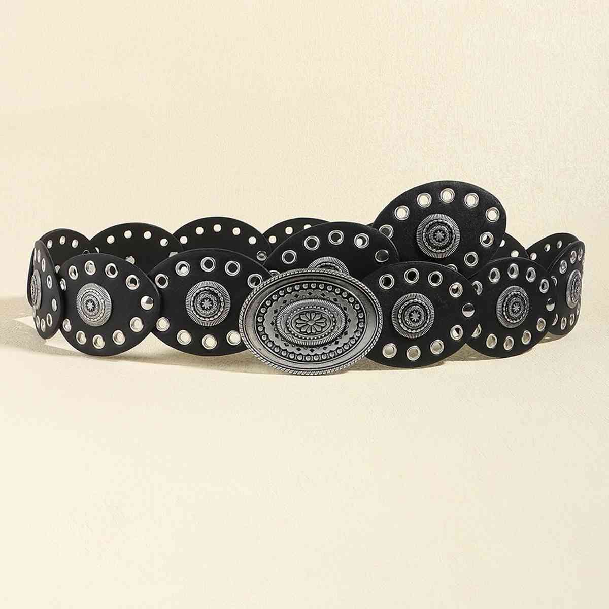 Oval Faux Leather Belt - belt - Black - Bella Bourget