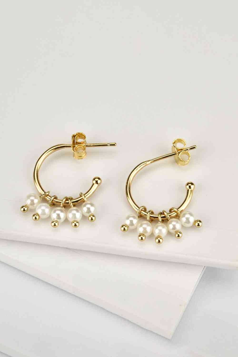 Pearl C - Hoop Earrings - Earrings - Gold - Bella Bourget