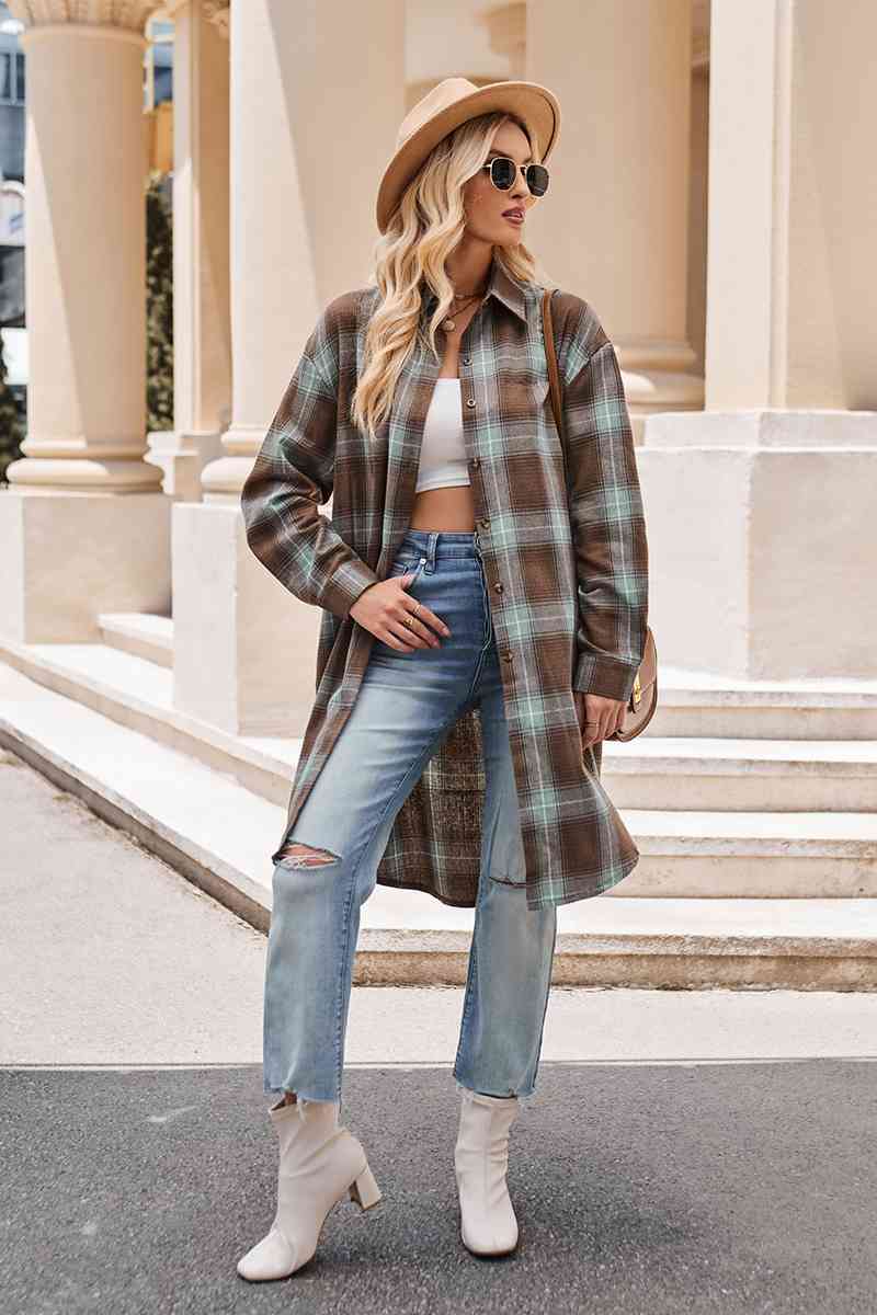 Plaid Long Coat - Coat - Black - Bella Bourget