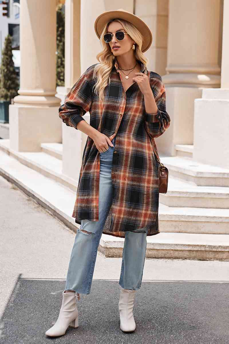 Plaid Long Coat - Coat - Black - Bella Bourget