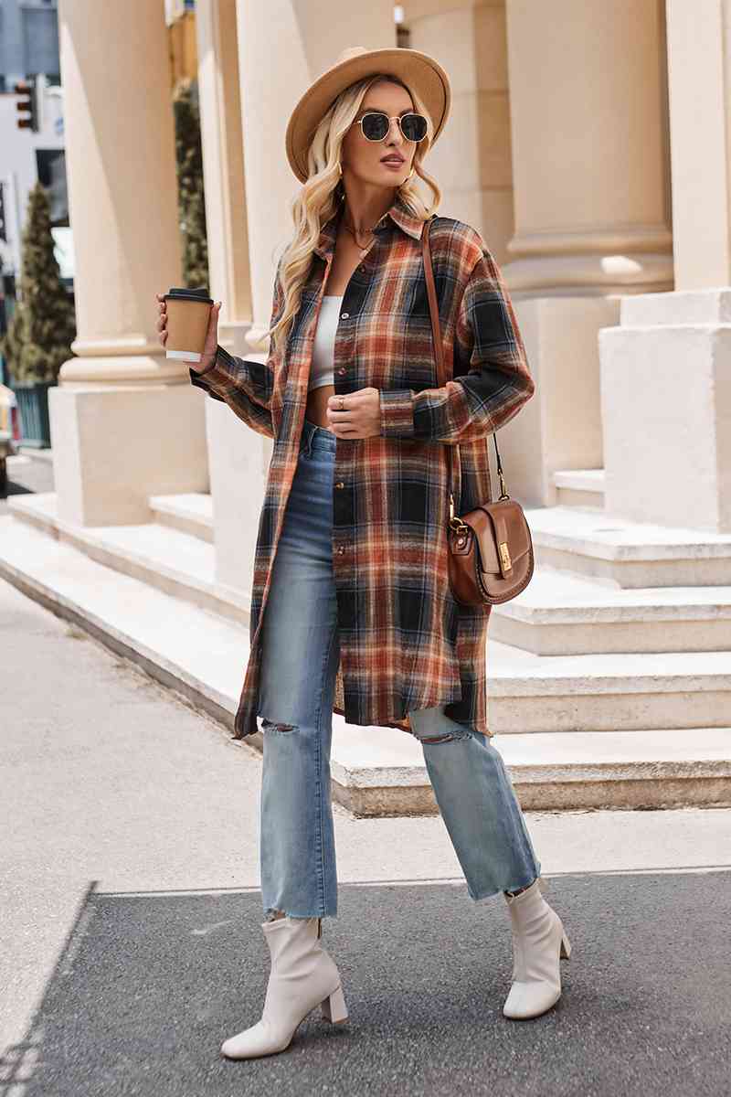 Plaid Long Coat - Coat - Black - Bella Bourget