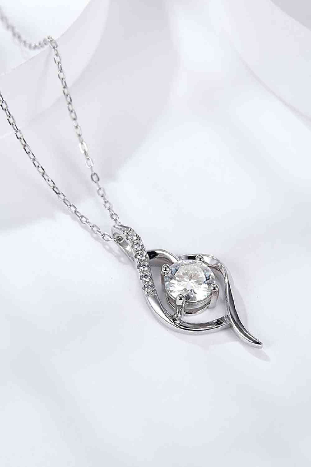 Platinum - Plated 1 Carat Moissanite Pendant Necklace - necklace - Silver - Bella Bourget