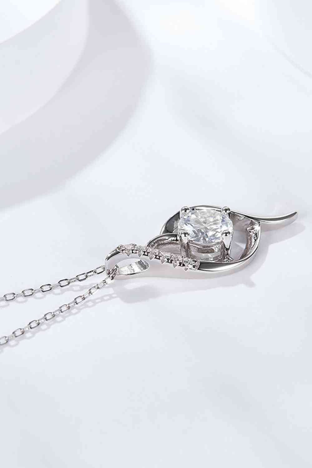 Platinum - Plated 1 Carat Moissanite Pendant Necklace - necklace - Silver - Bella Bourget