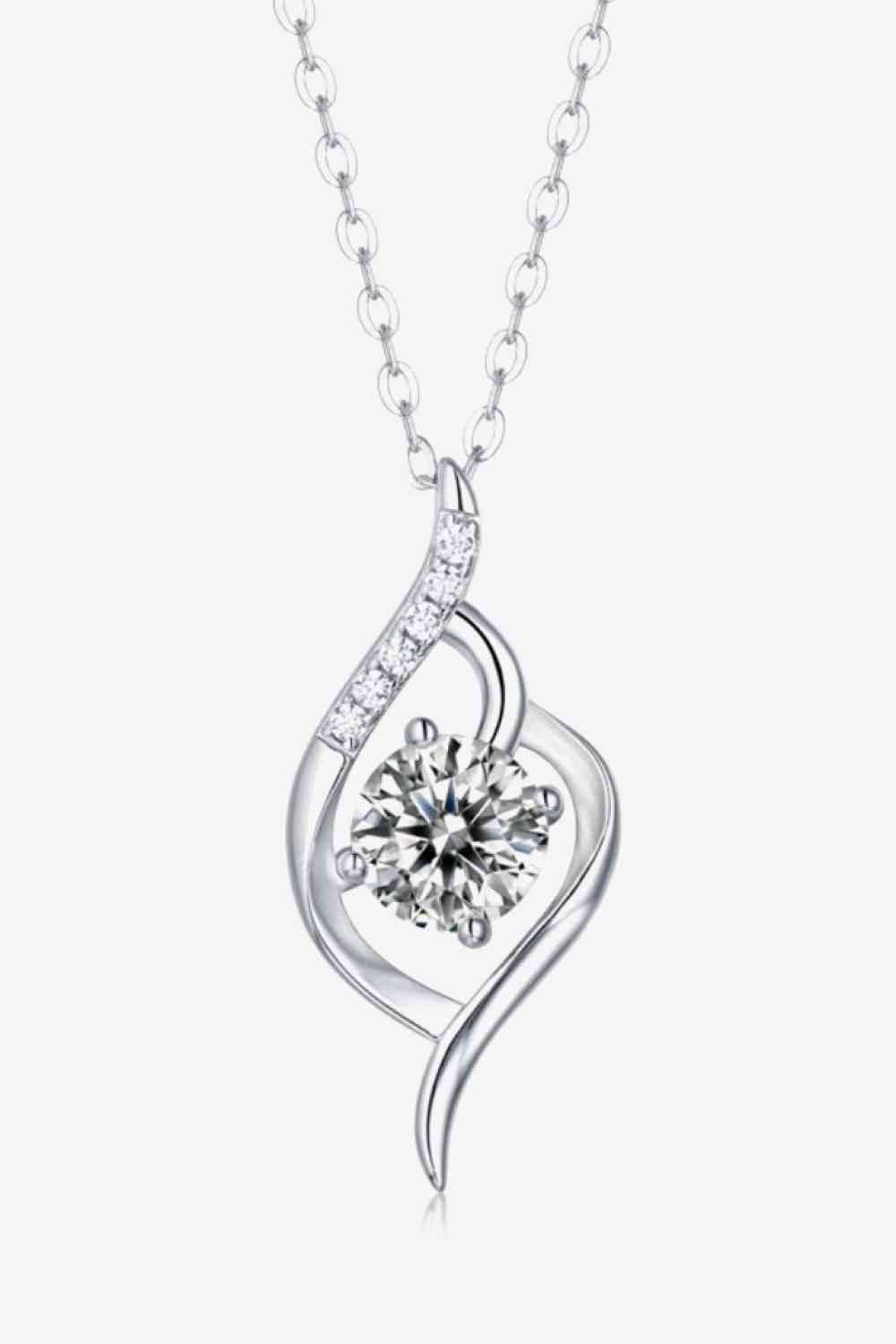 Platinum - Plated 1 Carat Moissanite Pendant Necklace - necklace - Silver - Bella Bourget