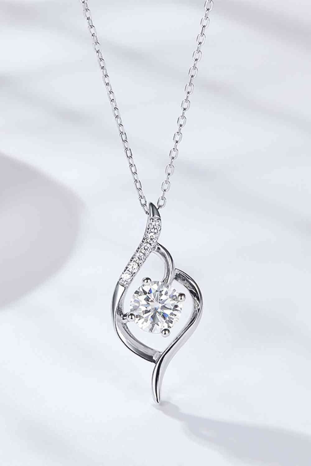 Platinum - Plated 1 Carat Moissanite Pendant Necklace - necklace - Silver - Bella Bourget