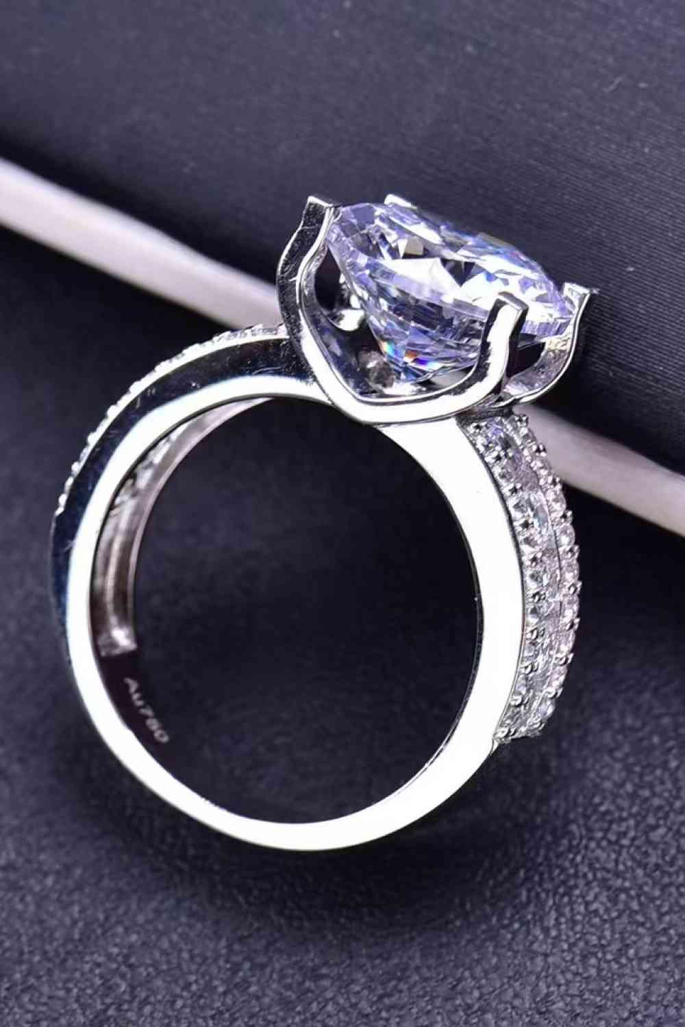 Platinum - Plated 5 Carat Moissanite Side Stone Ring - Ring - Silver - Bella Bourget