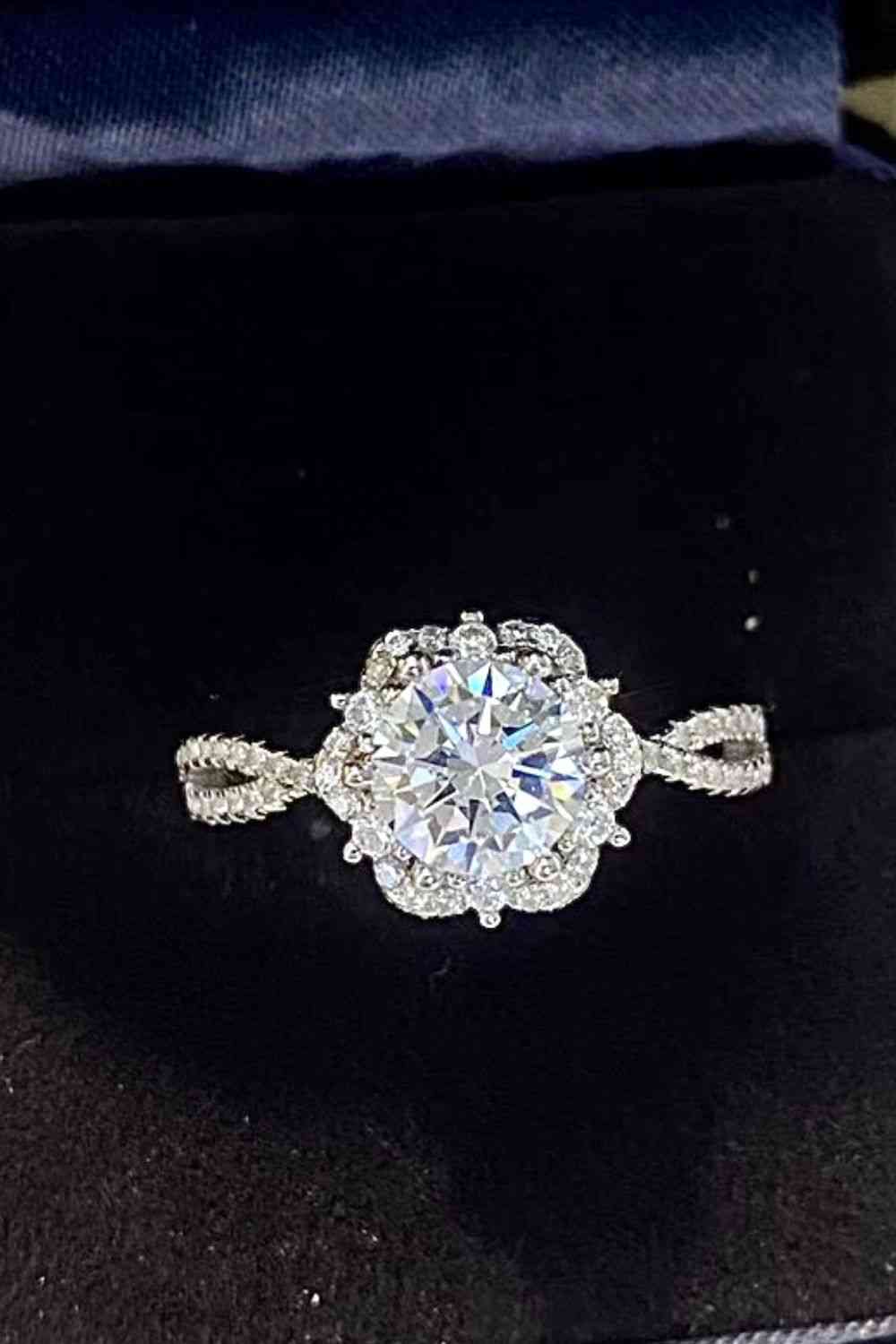 Platinum - Plated Six Prong 1 Carat Moissanite Ring - Ring - White - Bella Bourget