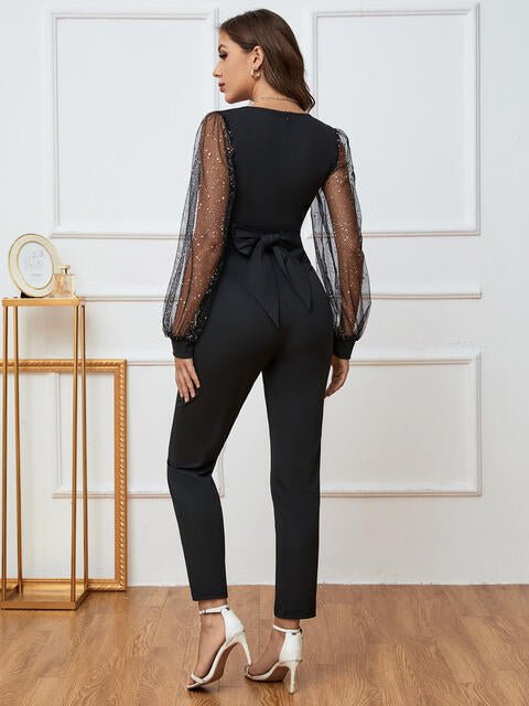 Plunge Long Sleeve Jumpsuit - Jumpsuit - Black - Bella Bourget