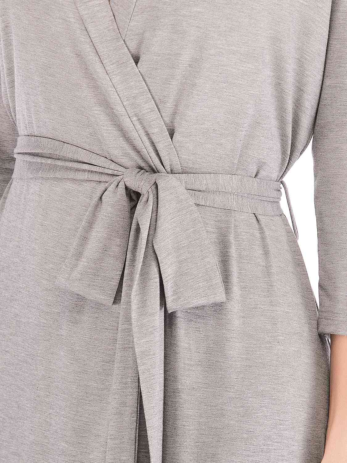 Plunge Tie Front Robe - Robe - Charcoal - Bella Bourget