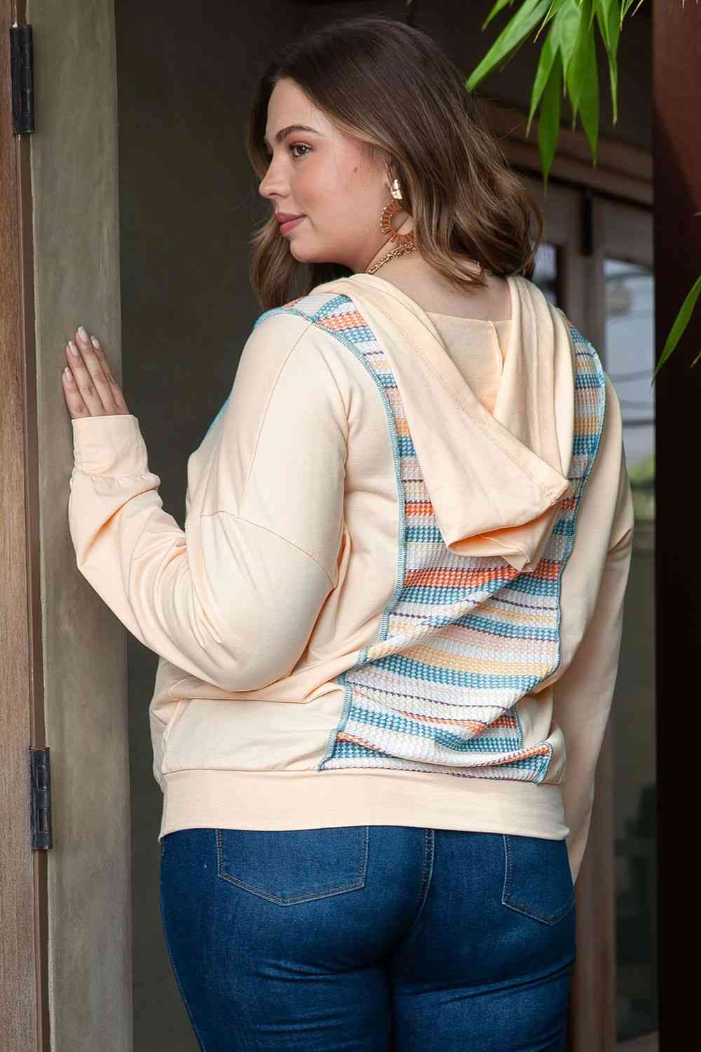 Plus Size Hoodie with Front Pocket - Full Size Hoodie - Ivory - Bella Bourget