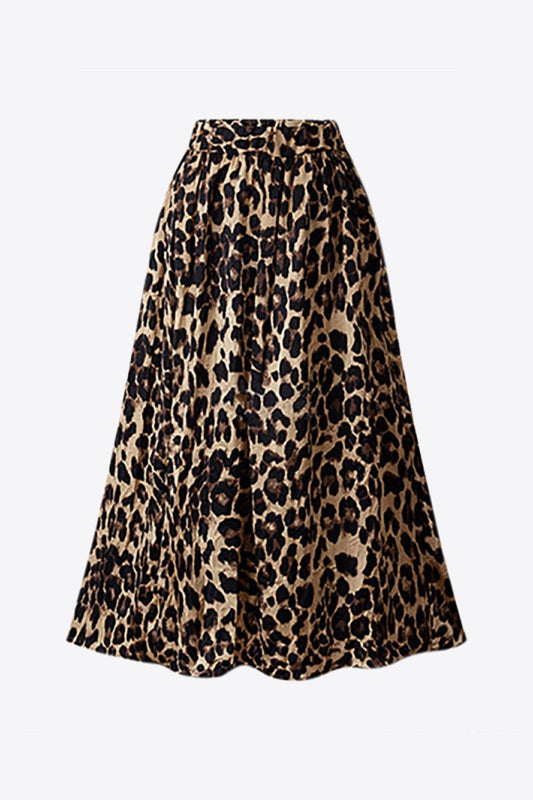 Plus Size Leopard Print Midi Skirt - Skirt - Leopard - Bella Bourget
