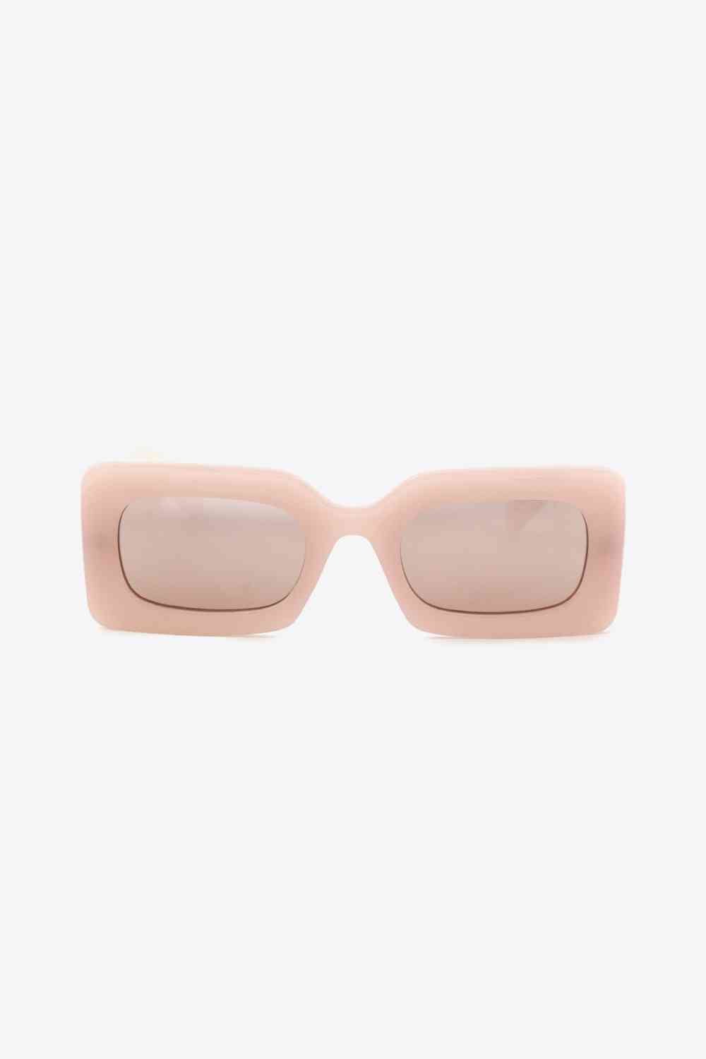 Polycarbonate Frame Rectangle Sunglasses - sunglasses - Peach - Bella Bourget