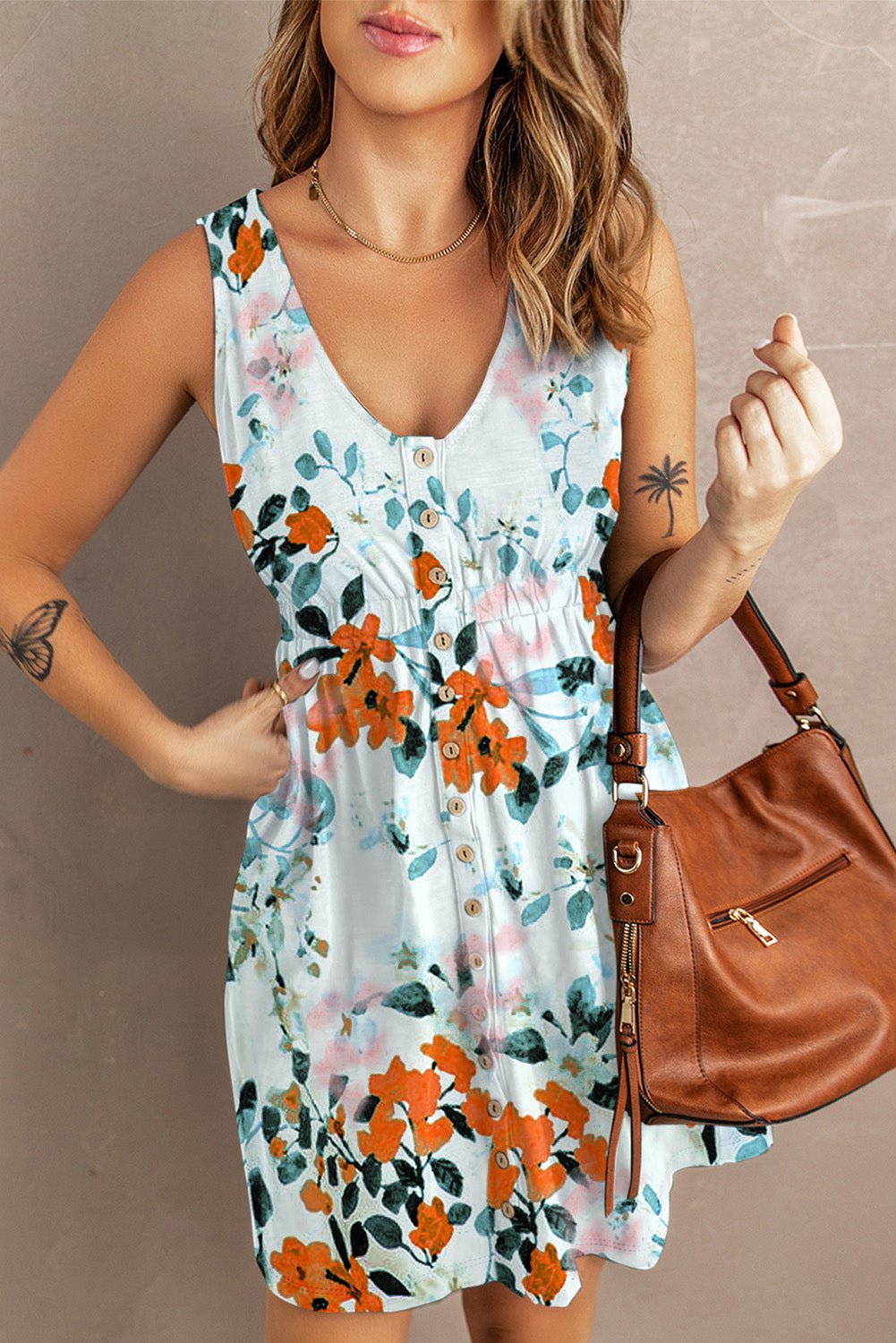 Printed Button Down Sleeveless Magic Dress - Dress - Floral - Bella Bourget