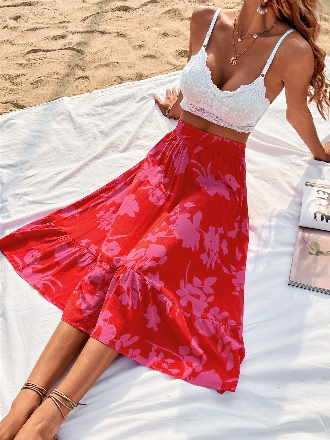 Printed Elastic Waist Skirt - Skirt - Scarlett - Bella Bourget