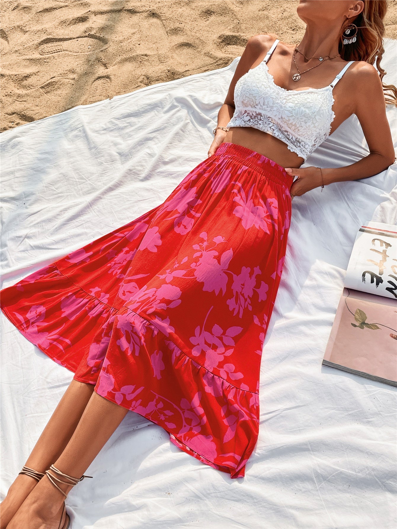 Printed Elastic Waist Skirt - Skirt - Scarlett - Bella Bourget