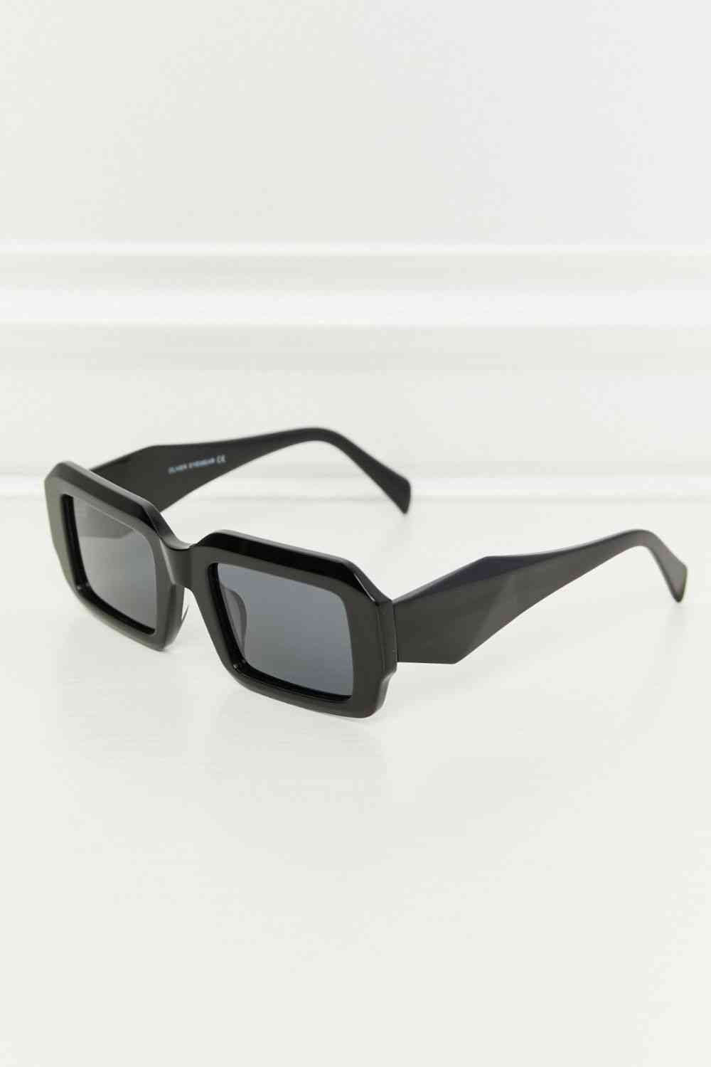 Rectangle TAC Polarization Lens Full Rim Sunglasses - sunglasses - Black - Bella Bourget