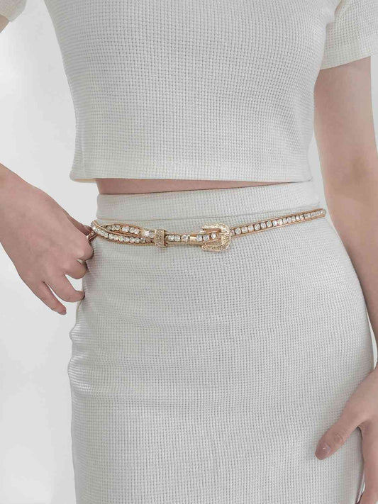 Rhinestone Belt - belt - Gold - Bella Bourget