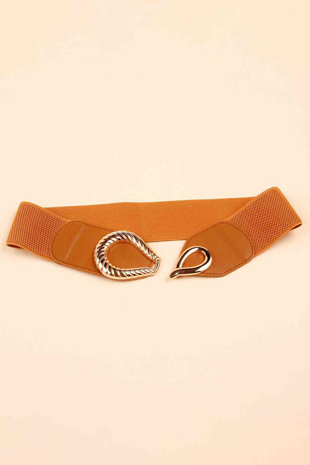 Ribbed Alloy Buckle Elastic Belt - belt - Ochre - Bella Bourget