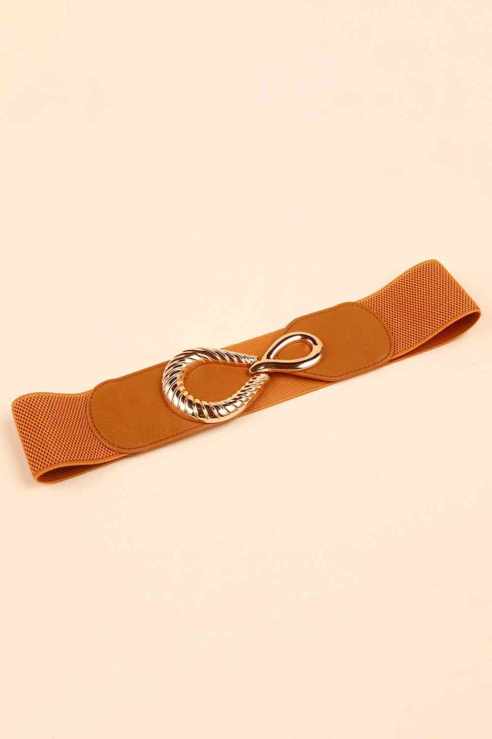 Ribbed Alloy Buckle Elastic Belt - belt - Ochre - Bella Bourget