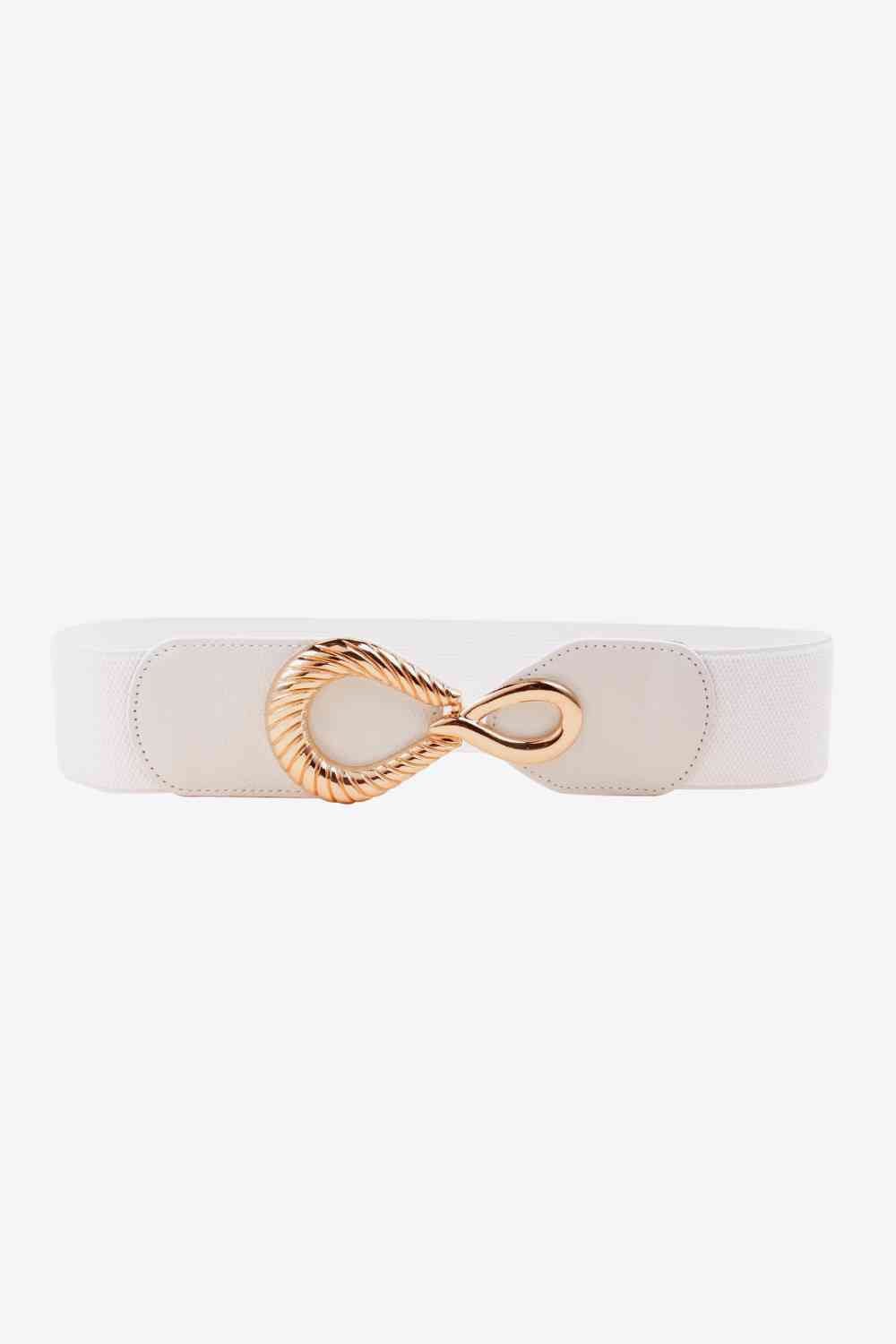 Ribbed Alloy Buckle Elastic Belt - belt - Ochre - Bella Bourget