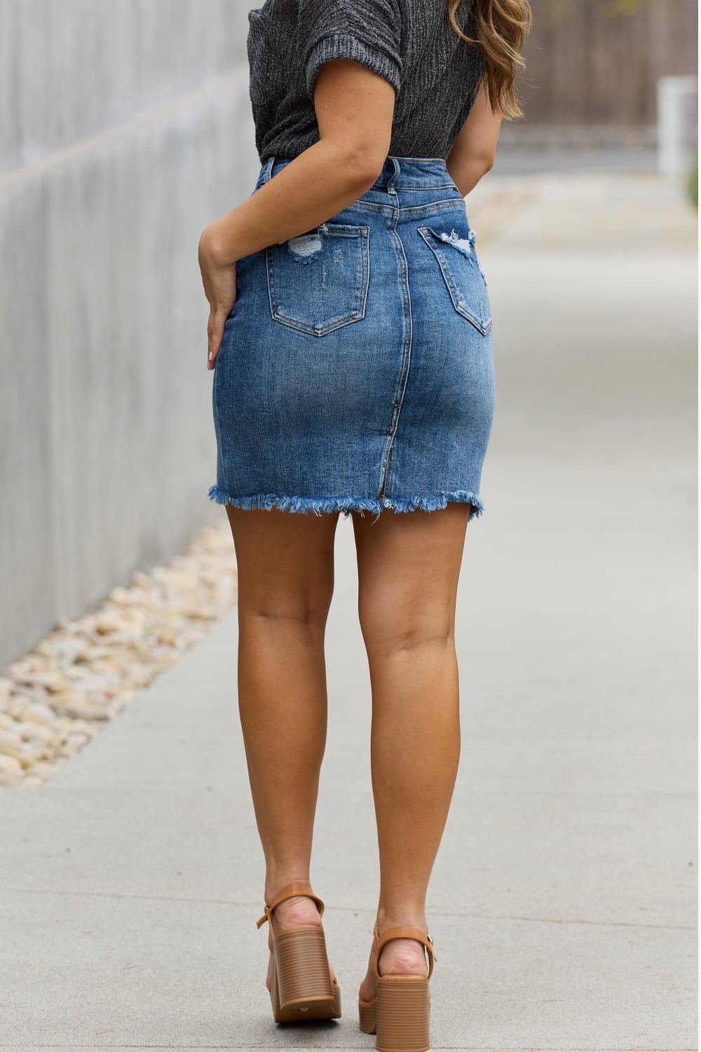 RISEN Amelia Full Size Denim Mini Skirt - Full Size Denim Skirt - Medium - Bella Bourget