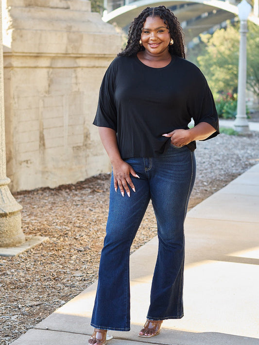 Round Neck Drop Shoulder T - Shirt - Shirt - Deep Rose - Bella Bourget